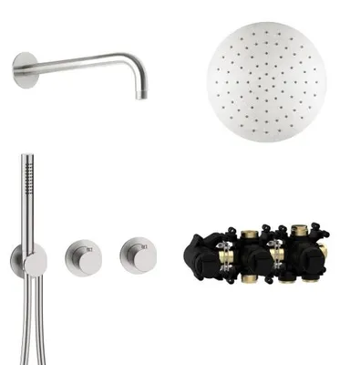 Immagine prodotto di Set termostato Herzbach MODUL7 T-RB250 con braccio a parete e soffione a pioggia Ø250 mm in acciaio inossidabile