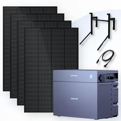 Produktbild von Sunshare RAY Balkonkraftwerk 800 Wp mit GLORY Speicher 4,0 kWh und Betonhalterung