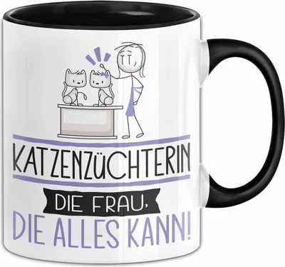Produktbild von Katzenzüchterin Geschenk Tasse Becher Die Frau Die Allen Kann Geschenkidee für eine Katzenzüchterin Lustig (Schwarz)