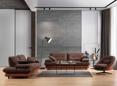 Produktbild von Sitzgruppe/Sofa Set - Wohnzimmergarnitur "Lunaria" 3+3+1-Braun