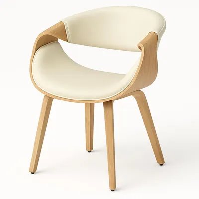 Image de Yorkshire - Fauteuil chaise en bois massif et simili-cuir blanc
