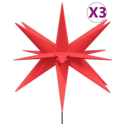 Productafbeelding van Kerstlampen met grondpin en LED's 3 st 57 cm rood