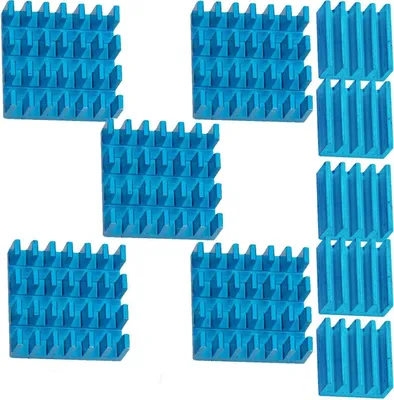 Produktbild von AZ-Delivery Weiteres Zubehör 2er Set blaue Alu Kühlkörper passiv für Raspberry Pi 3 mit wärmeleitender Spezialklebefolie, 5x Set