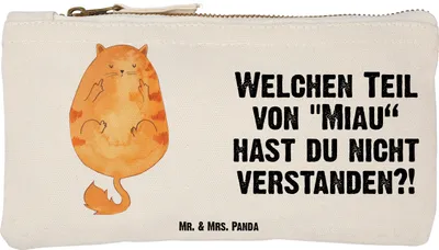 Produktbild von Mr. & Mrs. Panda Kulturtasche Katze Mittelfinger Größe S Klein - Weiß - Geschenk, aufbewahrungstasche, Mietze, Kulturbeutel, kosmetiktäschchen, Schlampermäppchen, Cats