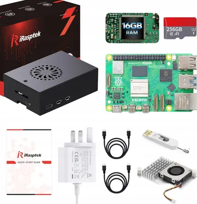 Zdjęcie produktu dla Zestaw startowy iRasptek Raspberry Pi 5 Mikrokomputer 256GB OS-Bookworm