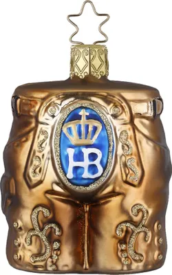 Produktbild von Christbaumschmuck Anhänger Glas Lederhose 7,5cm Braun