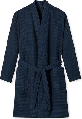 Produktbild von Schiesser Bademantel dunkelblau Waffelbaumwolle Essentials