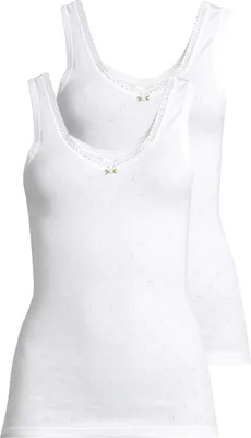 Produktbild von Speidel 2er Pack Nina Unterhemd / Top Baumwolle in Transfer-Jacquard-Qualität, Spitzeneinsatz mit dekorativem Röschen, Komfort ohne störende Seitennähte