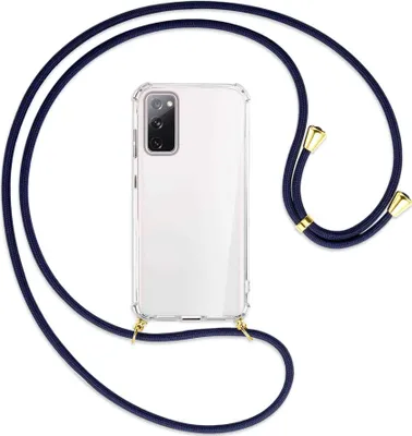 Produktbild von Handykette Backcover-Schutzhülle mit Band (Metall goldfarben) für Samsung Galaxy S20 FE / Lite - dunkelblau