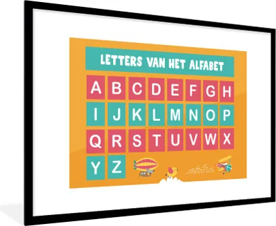 Produktbild von MuchoWow® MuchoWow® Gerahmtes Poster Kinderzimmer - Alphabet - Bildung - Mädchen - Jungen - Kinder 90x60 cm - Poster mit zchwarzem Bilderrahmen - Wanddekoration - Fotos