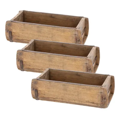 Produktbild von Novaliv 3x Holzkiste Vintage 30 x 15 x 10 cm Alte Ziegelform Holz EIN KAMMER Allzweckkiste aus recyceltem Altholz Jede Form EIN Unikat - Geschenkkiste