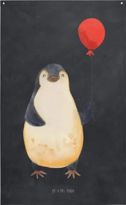 Produktbild von Mr. & Mrs. Panda Wandbild Pinguin Luftballon - Kreidetafel - Geschenk, Geschenkidee, Tapestry, Fröhlich, Wandbehang, Wandteppich, Wandbanner, Gobelin, Kirmes, Liebe