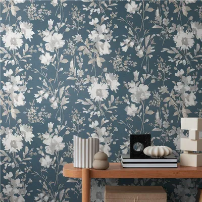 Produktbild von A.S. Creation Vliestapete 10.05 x 0.53 m Livingwalls Blumentapete Blau 790615 Floral CosmoLiving by Cosmopolitan