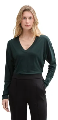 Produktbild von Tom Tailor Damen 1047240 Longsleeve T-Shirt, 14172 - Dark Sapphire Green, M EU