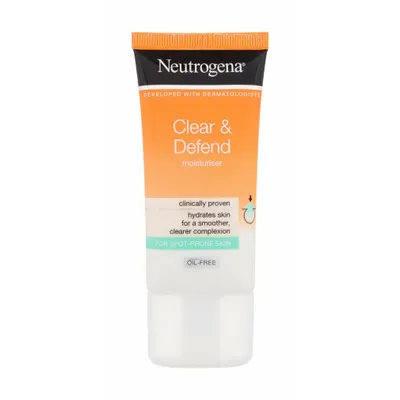 Produktbild von Neutrogena Clear & Defend, 50 ml, Frauen, Jeder Hauttyp, Feuchtigkeitsspendend, Aqua, Glycerin, Propylene Glycol, Cetyl Alcohol, C1215 Alkyl Benzoate, Stearyl Alcohol, Glyceryl...