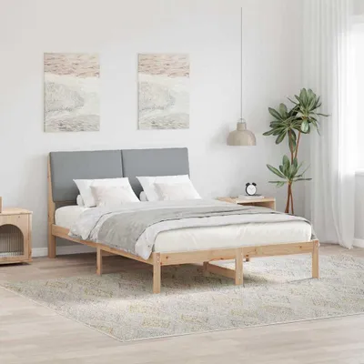 Immagine prodotto di Maison Exclusive - Letto matrimoniale, struttura marrone e grigio chiaro, dimensioni 160 x 200 cm, realizzato in legno massello di pino