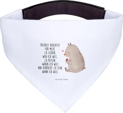 Produktbild von Mr. & Mrs. Panda Halstuch Für Hunde Bär Marienkäfer - Weiß - Geschenk, Teddy, Hundehalstuch, Freiheit, Motivation, Tuch, Hund, Das Leben Ist schön, Liebe