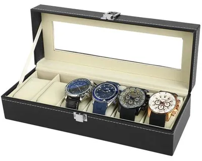 Productafbeelding van Horlogebox met 6 Compartimenten en Glazen Deksel