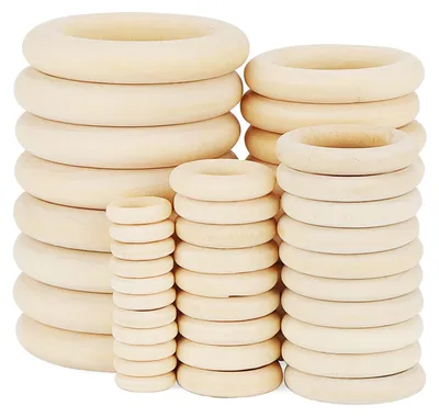 Holzringe 200 Stück 5 Größen 15-55 mm für Makramee & Basteln