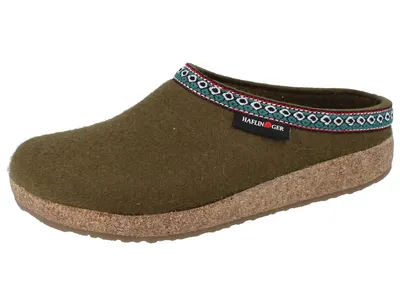 Produktbild von HAFLINGER Grizzly Franzl Damen Hausschuhe oliv grün Wollfilz - Größe: 40