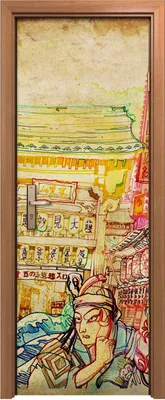 Produktbild von Türposter 70x200 cm Türaufkleber Türtapete Türfolie Klebefolie Japanische Kunst und Kulturzeichnung