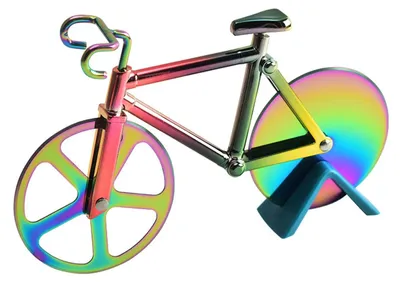 Fahrrad-Pizzaschneider Edelstahl Doppelrad mit Ständer