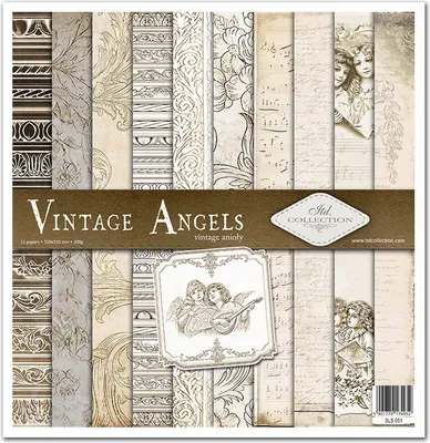 Zdjęcie produktu dla Zestaw papierów do scrapbookingu 30x30 - Itd Collection - Vintage Angels nuty, pismo, anioły, vintage