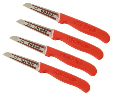 6 Sparschäler, sehr scharf, rotes Kunststoffgriff, Küchenmesser