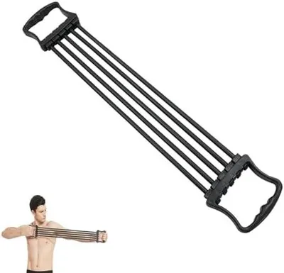 Produktbild von Brust-Expander mit verstellbarem Widerstand – Trainingsgerät zur Muskeldehnung für Heimfitness, Krafttraining und Yoga (2er-Set, Schwarz)