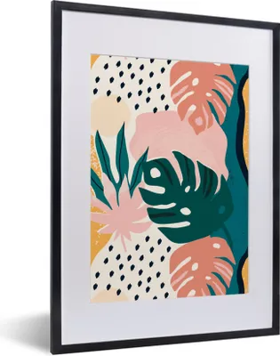 Produktbild von MuchoWow® MuchoWow® Gerahmtes Poster Pflanzen - Muster - Dschungel 30x40 cm - Poster mit zchwarzem Bilderrahmen - Wandposter Schlafzimmer