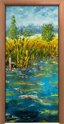 Produktbild von Türposter 90x200 cm Türaufkleber Türtapete Türfolie Klebefolie Abstrakt Teich Malerei