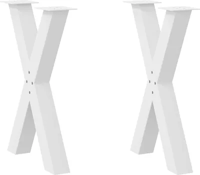 Obrázek produktu pro Nohy k jídelnímu stolu ve tvaru X, 2 ks, bílé, 60 x (72-73) cm, ocel