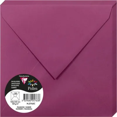 Image de Enveloppes Clairefontaine framboise 165 x 165 mm, lot de 20