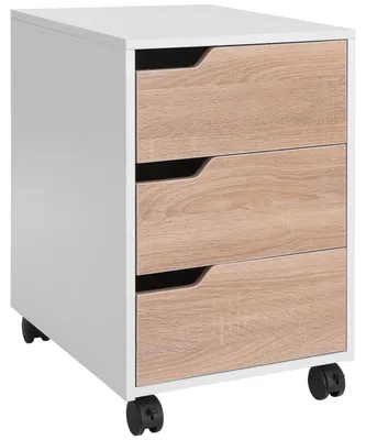 Produktbild von HOMCOM Rollcontainer Aktenschrank, Büroschrank mit 3 Schubladen 4 Universalräder