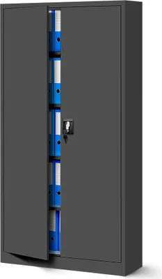 Produktbild von 4er Set Aktenschrank C001H Büroschrank Metallschrank Stahlschrank Werkzeugschrank Stahlblech Pulverbeschichtet Flügeltürschrank Abschließbar 195 cm x 90 cm x 40 cm Farbe: Anthrazit/Anthrazit