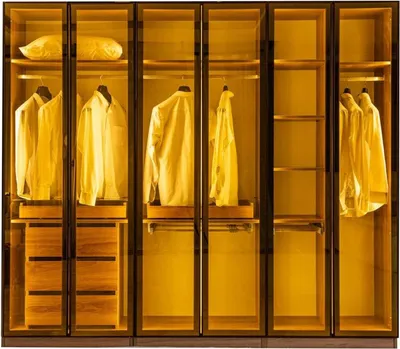 Produktbild von Stilvolle Kleiderschrank Glastüren Schlafzimmer Holzmöbel Schränke Schrank