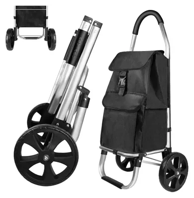 Produktbild von Faltbarer Einkaufswagen - Treppensteiger Einkaufstrolley 2 Räder - 40 l Volumen - Abnehmbare wasserdichte Tasche - Stabiler Aluminiumrahmen