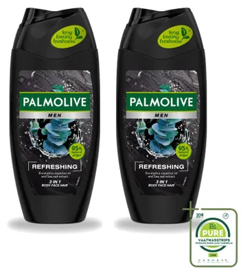 Image de 2 flacons de gel douche 3-en-1 Palmolive Men, parfum rafraîchissant, 250 ml chacun - Lot de 2