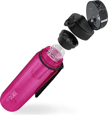 Produktbild von uberBottle crystalClear Trinkflasche mit Fruchtbehälter 1000ml / Fuchsia Pink/ 720DGREE