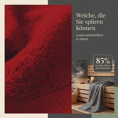 Produktbild von Komfortec 8er Handtücher 50x100 cm Set aus 100% Baumwolle, 470g/m², Frottee, Weich, Anthrazit Grau/Aurorarot