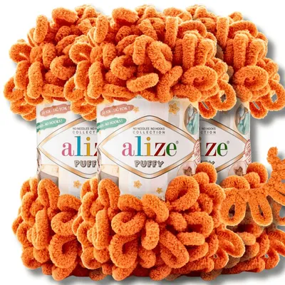Obrázek produktu pro Alize 3x 100g Nadýchaná příze, jednobarevná, vhodná pro háčkování a pletení (oranžová - 06)