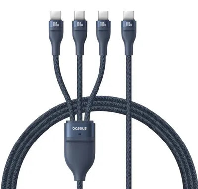 Produktbild von Baseus Flash Series Typ C auf C+C+C Schnellladekabel 480 Mbps Blau
