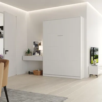 Produktbild von Schrankbett HeimLiving 140x200 cm Vertikal Weiß Klappbett mit GASDRUCKFEDERN