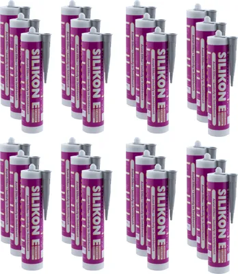 Produktbild von ARLI SET: 24x Silikon 310ml grau Universal Sanitär Bad Dusche Küche Fuge Fenster innen außen - 24 Kartuschen
