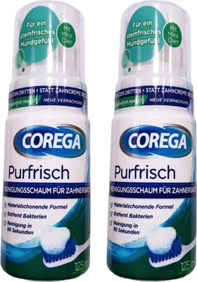 Produktbild von 2x Corega Purfrisch Reinigungsschaum 2x 125 ml