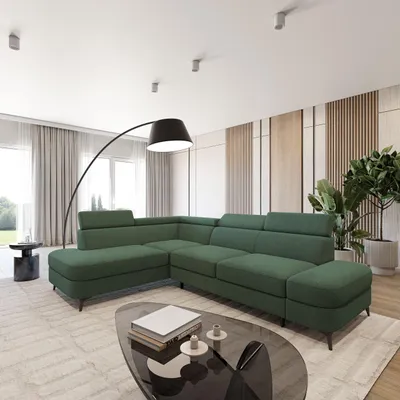 Zdjęcie produktu dla Narożna sofa Masseno AVISE Q w kształcie litery L z funkcją spania, sofa z pojemnikiem na pościel, sofa do salonu, kanapa, sofa, sofa rozkładana, zestaw wypoczynkowy – zielony, QUELLE 37