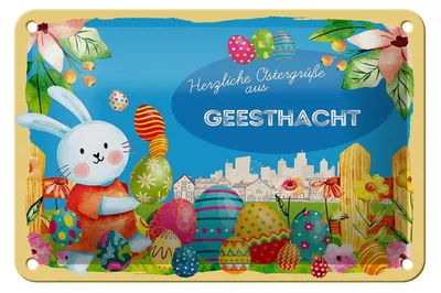 Produktbild von Blechschild Ostern Ostergrüße 18x12cm GEESTHACHT Geschenk Deko