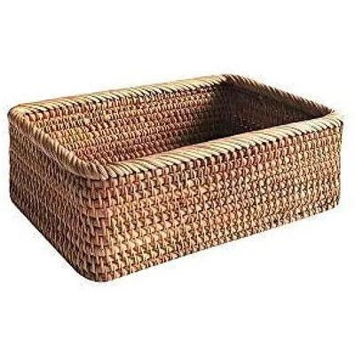 Produktbild von Tablett Serviertablett Brotkorb Regalkorb Obstschale Tischkorb Korb Rattan, Klassisch" Rechteckig, Korbtablett Hand Gesponnene Obst Zuckerbrot Organizer