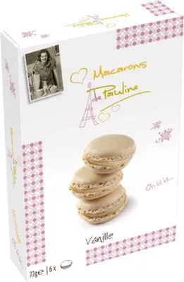 Produktbild von Macarons de Pauline Vanille Mandel Creme Makrone Törtchen 72g 5er Pack