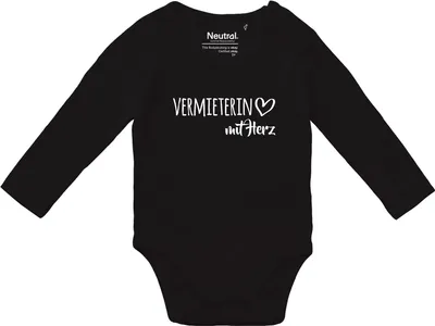 Produktbild von Huuraa Baby Body Vermieterin mit Herz 62 Black  Baumwolle Fairtrade Langarmbody Geschenkidee